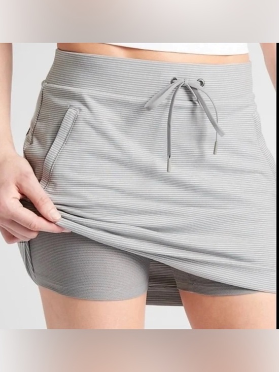 Athleta Dresses & Skirts - Athleta Gray Striped Active Skort with Built-In Shorts
